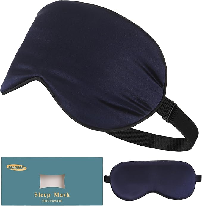 Sleep Mask 100% Pure Mulberry Silk Eye Masks with Adjustable Strap for Sleeping Mulberry Silk Eye Sleep Shade Cover Block Light Reduces Puffy Eyes Traveling Gifts