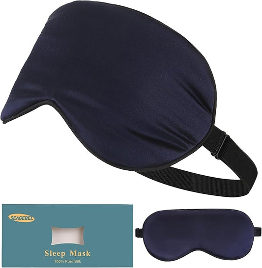 Sleep Mask 100% Pure Mulberry Silk Eye Masks with Adjustable Strap for Sleeping Mulberry Silk Eye Sleep Shade Cover Block Light Reduces Puffy Eyes Traveling Gifts