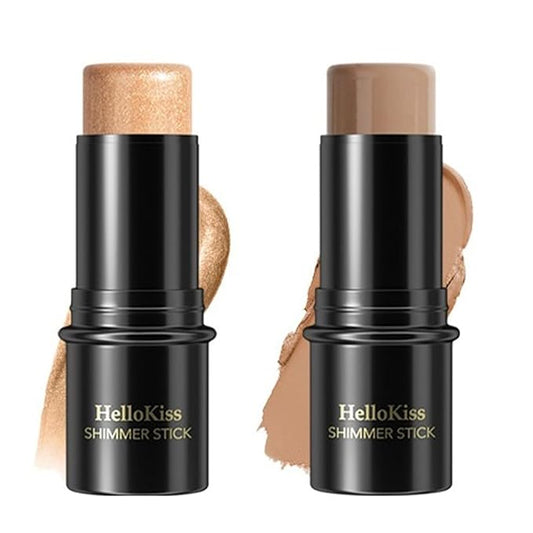 MIELIKKI 2Pcs Cream Contour Stick Makeup, Highlighter Stick and Bronzer Stick for Face Sculpting, Easy to Apply & Blend, Long Lasting, Waterproof, Matte Finish,0409