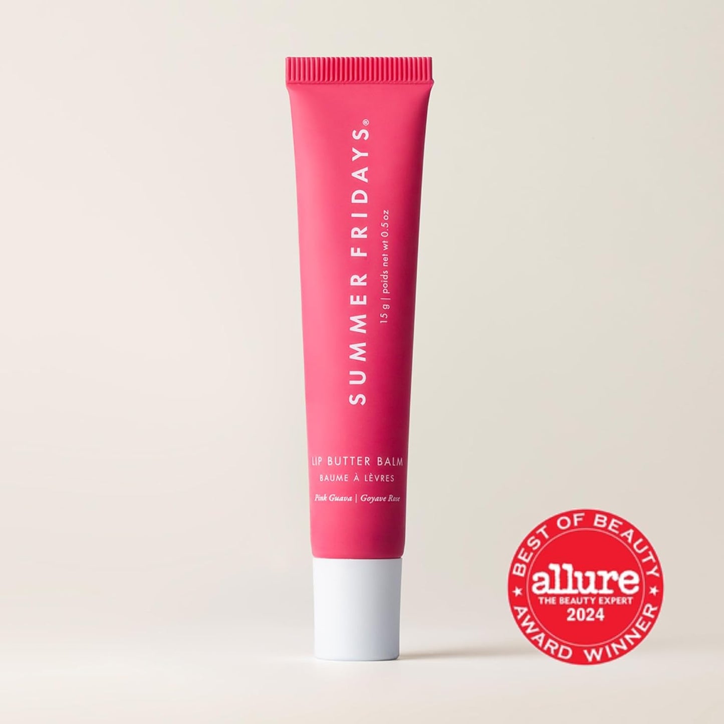 Summer Fridays Tinted Lip Butter Balm - Conditioning Vegan Lip Balm for Instant Moisture, Shine & Hydration - Sheer-Tinted, Soothing Skincare - Pink Guava (.5 Oz)