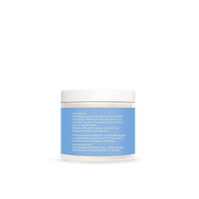 Sea Salt Body Scrub by Florida Suncare - Ocean Salt Body Polish Infused with Marine Algae - Exfoliating Face and Body Scrub - Facial Scrub Exfoliator to Tackle Acne (Coconut, 3.3 oz)