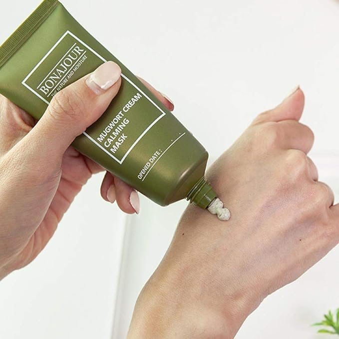 [BONAJOUR] Organic Mugwort & Green Tea Calming Gentle Clay Mask - Nourishing & Deep Moisturizing & Soothing 1.9 Fl. Oz