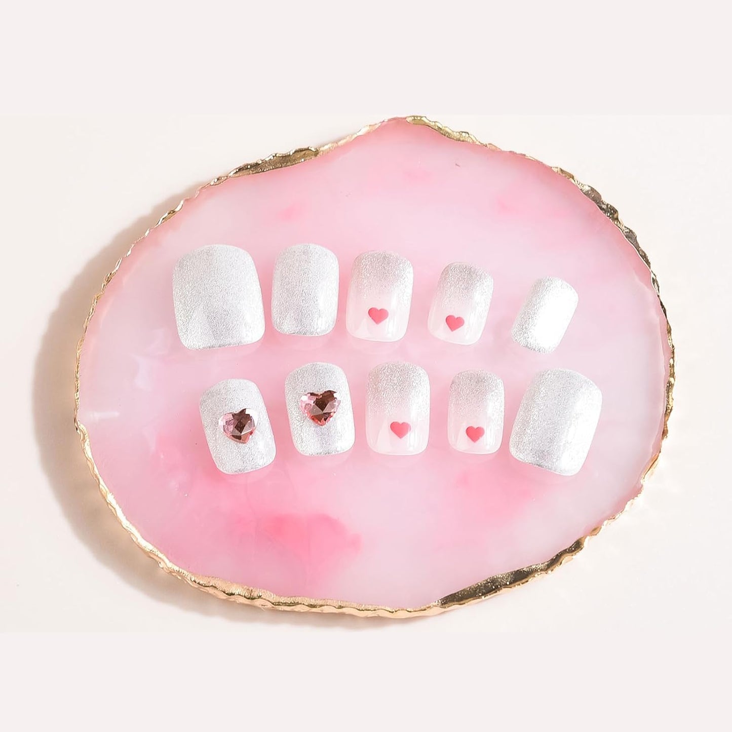 2 Pcs Resin Nail Palette Nail Polish Palette Nail Art Palette with Stainless Stirring Rod (Gray and Pink)