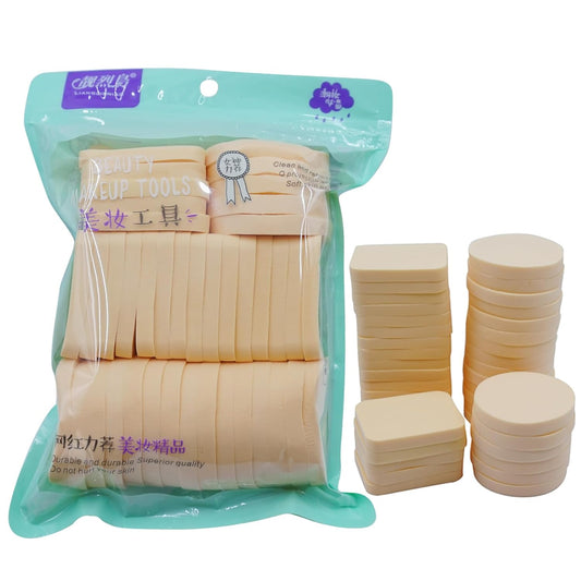 40PCS Round Square Shaped Makeup Blenders Sponges Set, Use for Dry and Wet, Perfect for Full Face Curve Blending, Cream, Liquid, Powder Foundation Cosmetics, Latex Free, Soft, Flexible