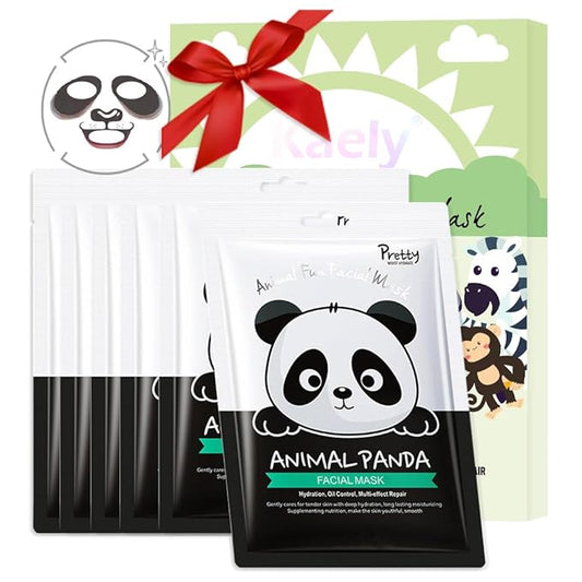 Kaely 6 Pack Animal Character Sheet Masks, Face Masks for Kids Teens Skin Care, Korean Soothe Facial Mask for All Skin Types, Girls Night Skincare Spa Party, Birthday Gifts for Women Men, Set03