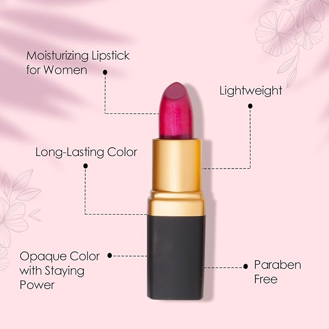 Vera Moore Creme Lipstick, Long Lasting, Lightweight, Moisturizing Opaque Color with Staying Power, Fragrance, and Paraben Free Cosmetics Soft Lipstick (Fuchsia)