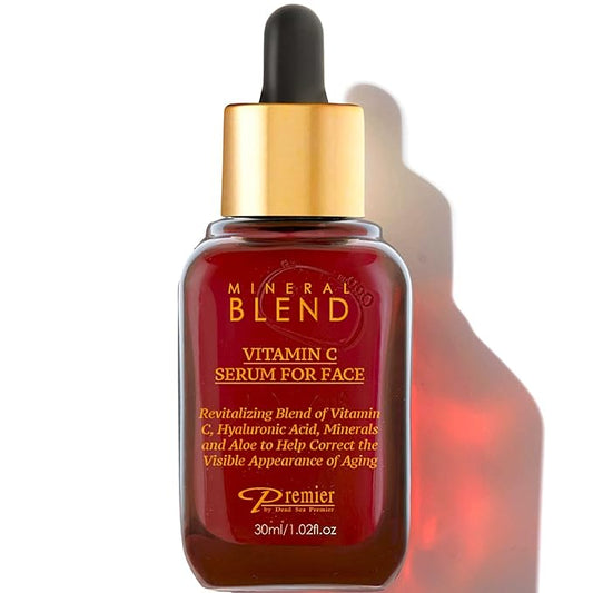 Vitamin C Serum for Face with Hyaluronic Acid & Rose Hips oil - Natural & Organic Anti Aging facial serum, Mineral Blend by Premier Dead Sea 1.02 Fl Oz