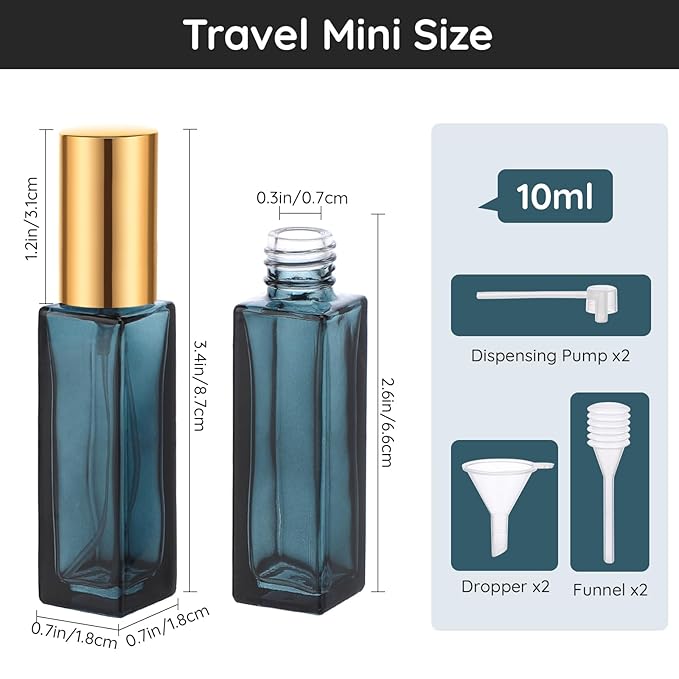 Segbeauty Atomizer Sprayer for Perfume, 10 Packs Glass Perfume Bottles Empty, 10ML Travel Refillable Perfume Bottle Portable Sprayer Atomizer Travel Accessory Toiletries Cosmetic Dispenser Bottle