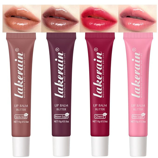 Summer Special Lip Butter Balm - Ultra-Hydrating, Nourishing Lip Care with Natural Ingredients, Shea Butter & Olive Oil, Soothes & Softens Dry Lips (4PCS Lip Balm Butter, 4)