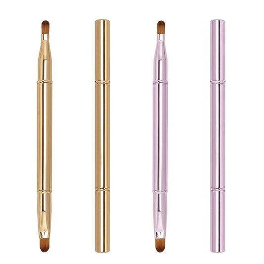 Unaone 2 Pack Lip Brush for Lipstick, Dual-Ended Lip Makeup Brush with Lid, Lipstick Brush for Lip Gloss
