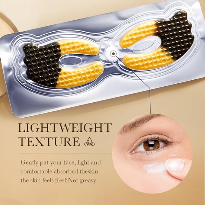 24K Gold Under Eye Patches (5 Pairs) - Black Truffle Under Eye Mask with Newly Upgraded 3D Wrap-around Design, Specifically for Canthus Wrinkles and Dryness Around the Eyes (Gold)