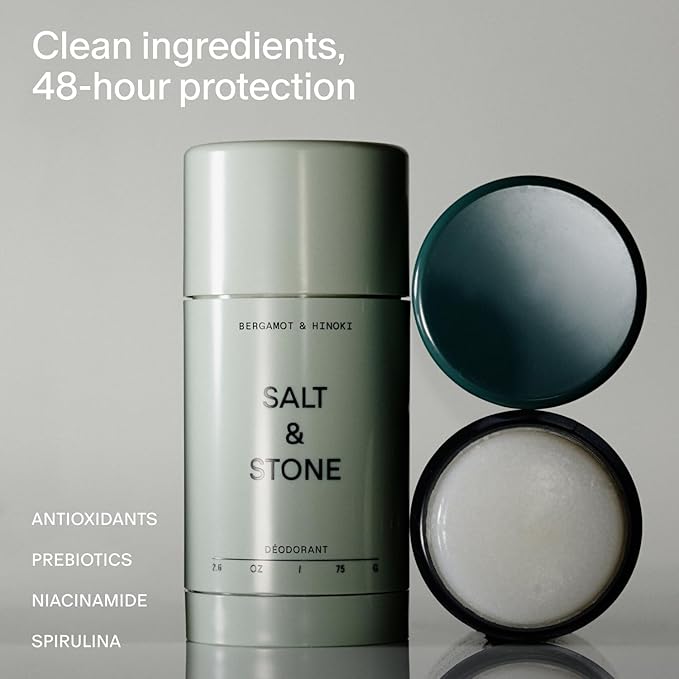 SALT & STONE Aluminum Free Deodorant | Extra Strength 48 Hour Protection for Women & Men | Made with Seaweed Extracts, Shea Butter & Prebiotics (Trio Set)