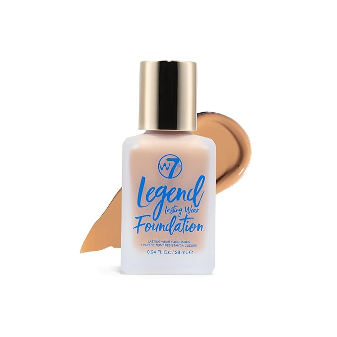 W7 Legend Foundation - Creamy Liquid Foundation for Poreless, Semi-Matte Medium Coverage - 28ml (Warm Honey)