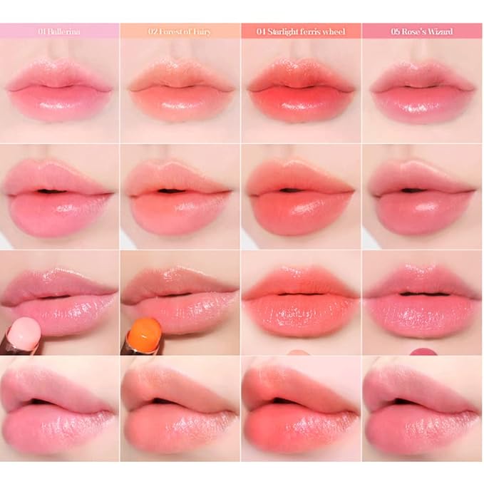 [SET] CORINGCO Sparkle Cute Color Changing Lip Balm｜ Colored Lip Cream Lip Gloss, Glitter Lip Care Lip Pack Birthday Gift Glitter Gift Sequin Shiny Spangle Lipbalm (#02 Fairy Forest)