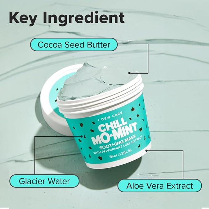 I DEW CARE Wash Off Face Mask - Chill Mo-Mint | Soothing Mask with Peppermint Leaf Extract, Korean Face Mask Skin Care for Face, 3.38 Oz