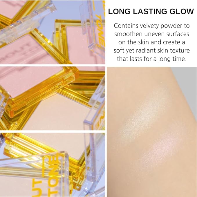 Light On Me Highlighter 2 Color - Makeup Highlighting Powder Palette, Natural Satin Glow, Lightweight Velvety Powder, Clear Sheer Pearls, Shiny Illuminator, 0.26oz (02 CANDY LIGHT)