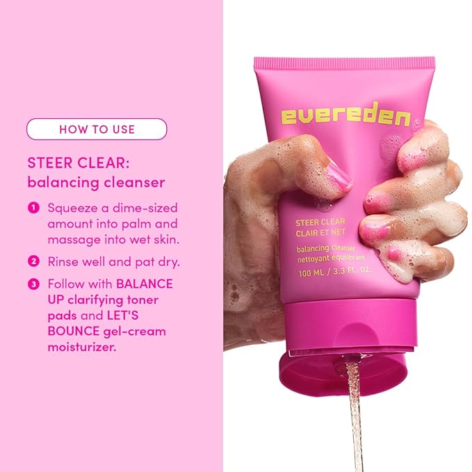 Evereden Steer Clear Balancing Jelly Cleanser: Clean & Vegan Teen Skin Care for Oily & Pimple-Prone Skin - Pre Teen Face Wash - Gently Cleanses Pores Without Drying