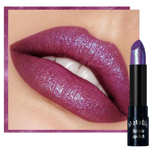 Kaely Glitter Metallic Lipstick, Shimmer Metallic Lipsticks for Women, High Pigmented Lip Color Long Lasting Waterproof Smudge Proof 24 Hour, Halloween Makeup, Vegan & Cruelty-Free, 10