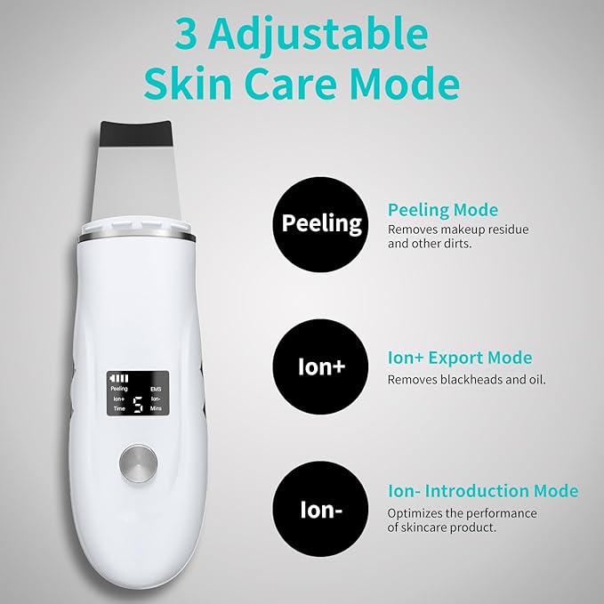 Skin Scrubber Face Spatula - 4-in-1 Deep Cleansing Tool for Pore Extraction, Fast Charging Dock Blackhead Remover Face Spatula for Facial Skincare Women Gift (White)