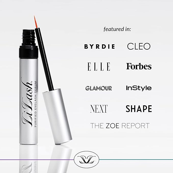 LiLash Purified Eyelash Serum to Grow Longer & Fuller-Looking Lashes - Eyelash Growth Enhancer, Safe for Use with Contacts, Lash Extensions, Sensitive Eyes - Vegan & Cruelty-free (2mL, 90-Day Supply)