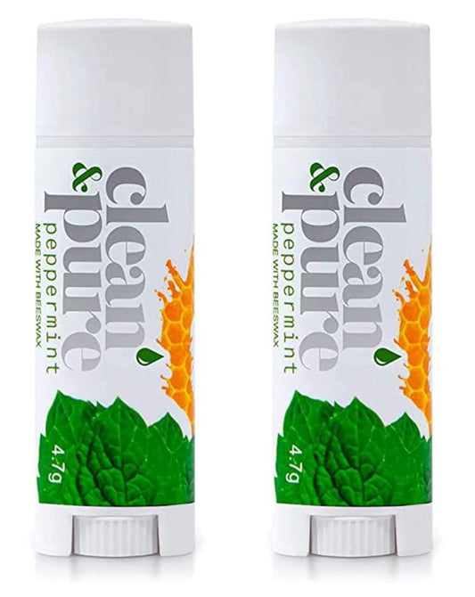 Lip Balm, 2-Pack (Peppermint) | Manuka Honey Beauty Products | Lip Care Set With 100% All Natural Beeswax and Vitamin E Oil | Flavored Lip Balm for Dry, Chapped Lips