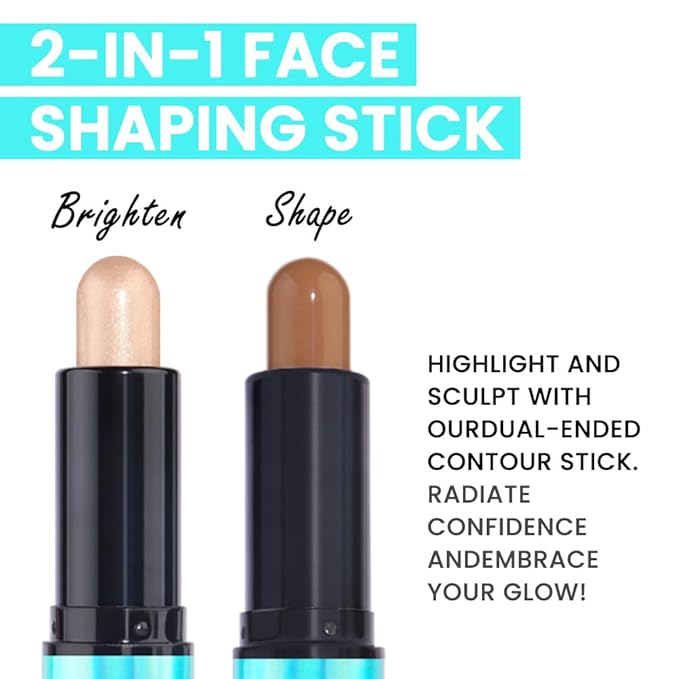 evpct 2in1 Face Shaping & Contouring Stick Cream Contour Concealer Bronzer Stick Makeup Kit for Beginner Face Highlighter Makeup Stick contorno maquillaje de maquillaje profesional,NEW Medium Tan