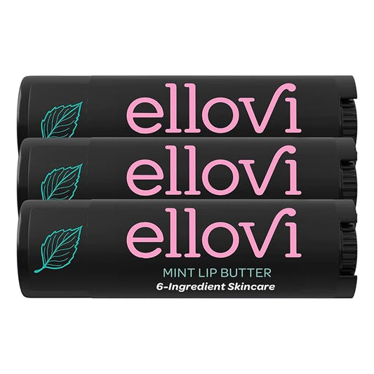 Natural Lip Butter Lip Balm - Mint - Pure Enough to Eat - Made With Just 6 Vegan Ingredients - Moisturizing Lip Care for All Day Hydration (3-Pack)