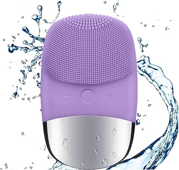 MEGAN Facial Cleansing Brush,USB Rechargeble Electric Silicone Face Scrubber,IPX7 Waterproof Sonic Facial Massager, 3 in 1 face Brush for Deep Cleanning, Blackhead Remover, Exfoliating. (Purple)