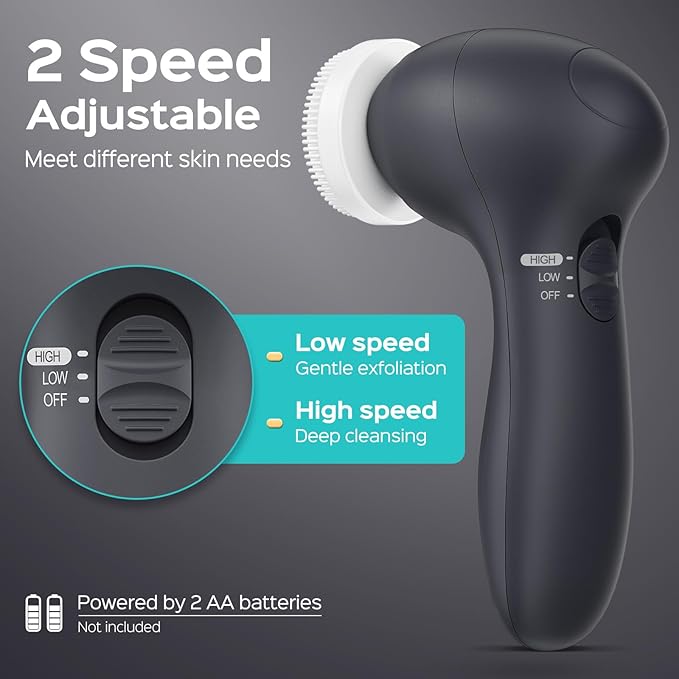 COSLUS Face Scrubber Facial Cleansing Brush: 2 Speed Adjustable Face Cleansing Brush for Sensitive Skin, Beard Care - Deep Cleansing & Gentle Exfoliating, Portable for Travel & Shower, for Men Teens