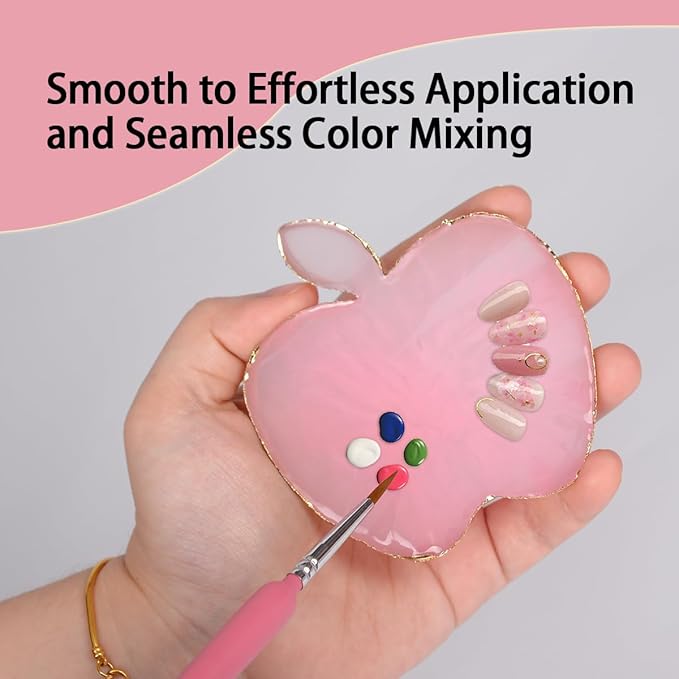 Nail Polish Palette, 2Pcs Resin Nail Art Palette, Nail Painting Mixed Color Palettes, Gold Edge Makeup Mixing Tray, Nail Supplies For Nail Techs, Nail Art Display Board(Apples)