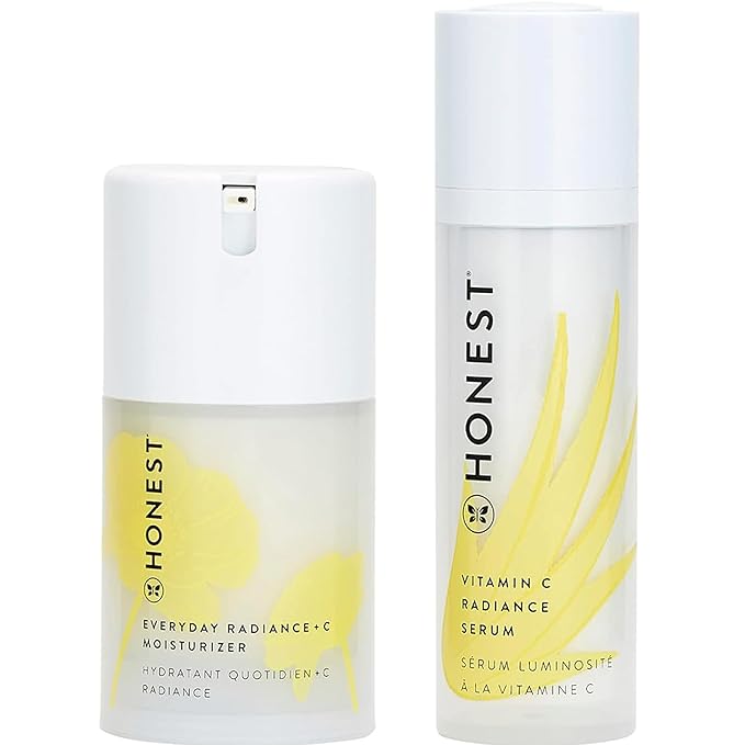 Honest Beauty Get Glowing Bundle | Vitamin C Radiance Brightening Serum + Everyday Moisturizer | Improves Skin Tone | Vitamin C + Pearl | EWG Verified + Cruelty Free | 1 fl oz, 1.7 fl oz