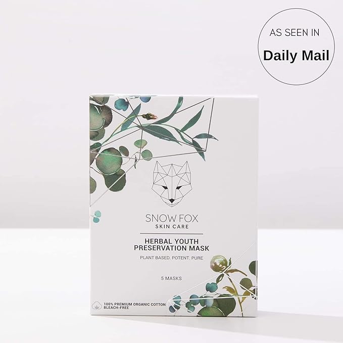 Snow Fox Herbal Youth Mask – 1 Pack Anti-Aging, Hydrating and Firming Mask with Super Greens Herbs that Boost Collagen and Elasticity Production for a Radiant Youthful Glow