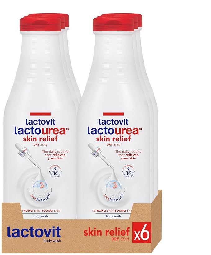 Lactovit| Lactourea Body Wash | Hydrating Shower Gel for Dry Skin | With Urea ProLactiC10 Complex, Lactic Acid & Pure Urea | Soft & Youthful Skin | Dermatologist Recommended |6 x 600 ml
