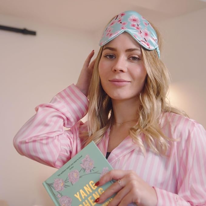 SMUG Satin Sleep Mask & Eye Mask - Deep Dream Sleep Masks for Women & Men - Soft Sleeping Eye Mask to Nourish Skin, & Reduce Dark Circles - Eye Sleep Mask to Block Out Light - Cherry Blossom 3-Pack