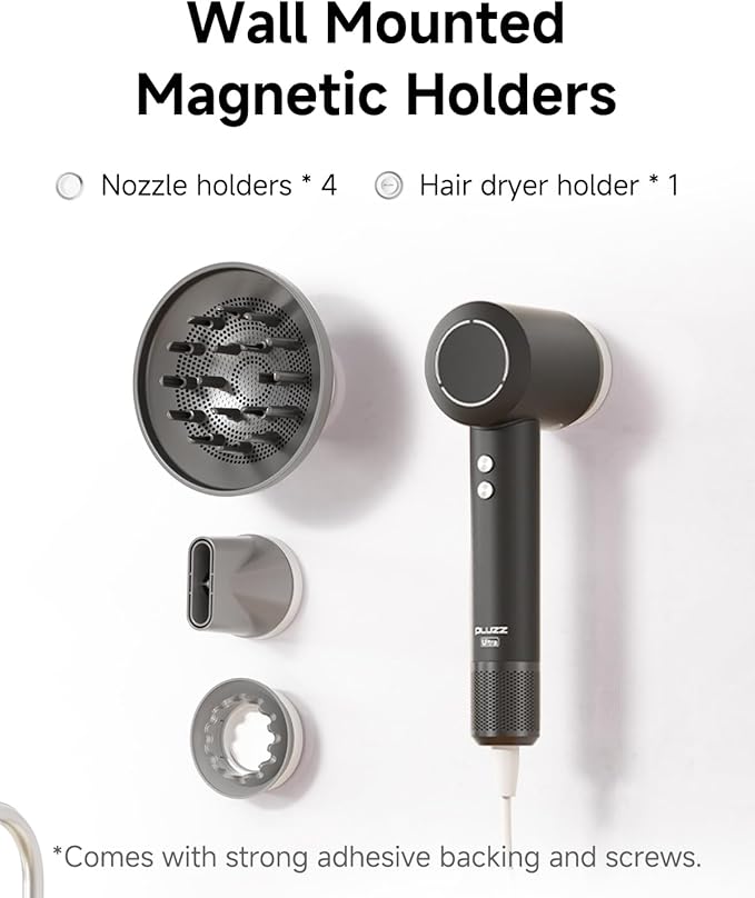 Hair Dryer with Comb & Diffuser Attachment for Curly Hair, PLUZZ 200M Negative Ionic Blow Dryer Brush, High-Speed Brushless Motor Hairdryer Fast, Portable Travel Hair Dryers Quiet, Women/Men/Kids