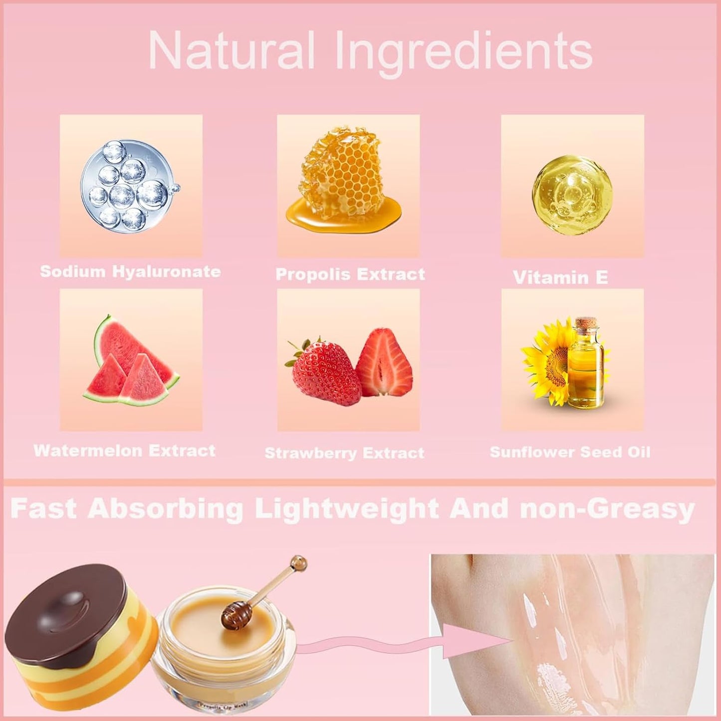 4 PCS Bee Lip Balm Honey Pot, Honey Coconut Watermelon Peach Sleeping Lip Mask Overnight with Sticks, Exfoliating Prevention Dry and Crack Lip Scrubs