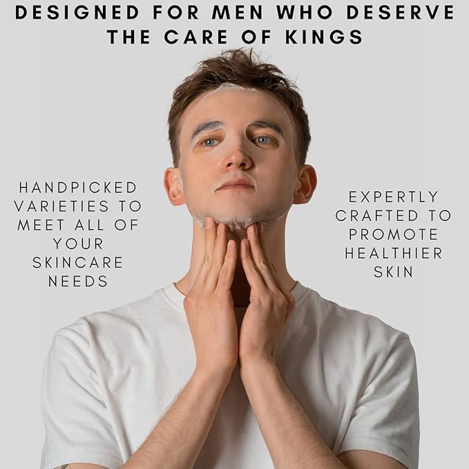 Mens Face Mask Skin Care Kit (6 Pack) - Turmeric Anti-Acne, Aloe Vera Soothing & 2% BHA Salicylic Acid Sheet Mask - Skin Care for Men Face Masks for Hydrating, Brightening & Refining Pores