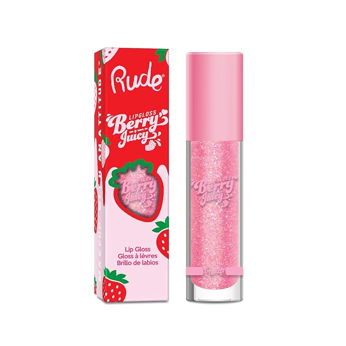 Rude Cosmetics Berry Juicy Lip Gloss - Flirty for Women - 0.14 oz Lip Gloss