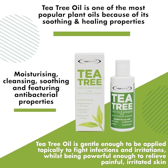 The Eye Doctor Tea Tree Lid Cleanser Twin Pack - 2X 100ml – Daily Hygiene Remove Debris & Make-up Eyelid Eyelashes – For Sensitive Eyes – Tea Tree Oil Argan Oil Coconut Oil & Micellar Water