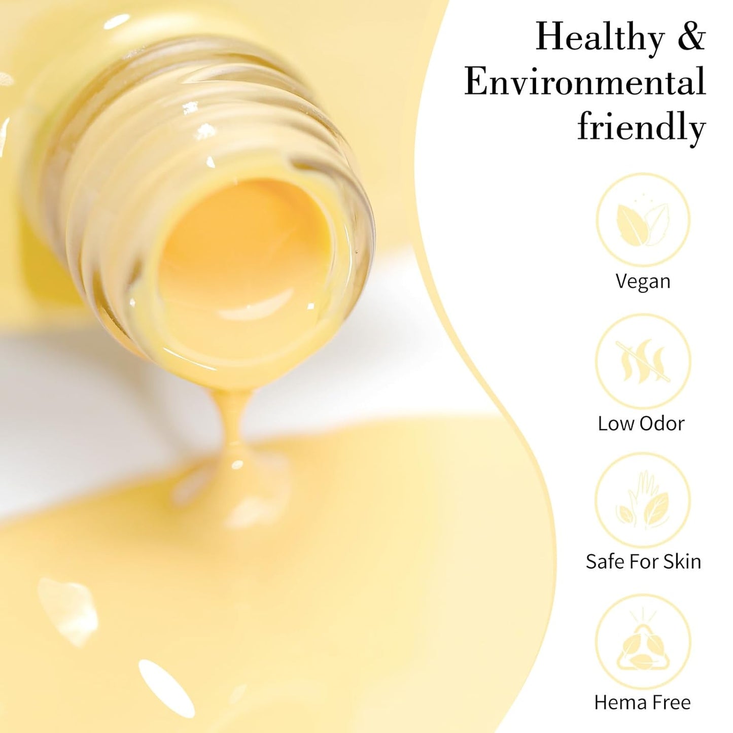 CANNI Pastel Yellow Nail Gel Polish, 1Pcs Butter Yellow High Gloss Soak Off UV Nail Polish Gel French Manicure Salon DIY