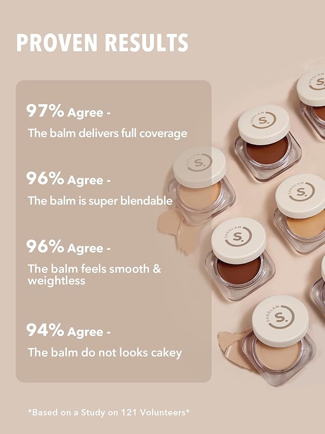 SHEGLAM Hydrating Cream Full Coverage Foundation Balm Long Lasting Concealer Face Foundation for Dry Skin - Wheat