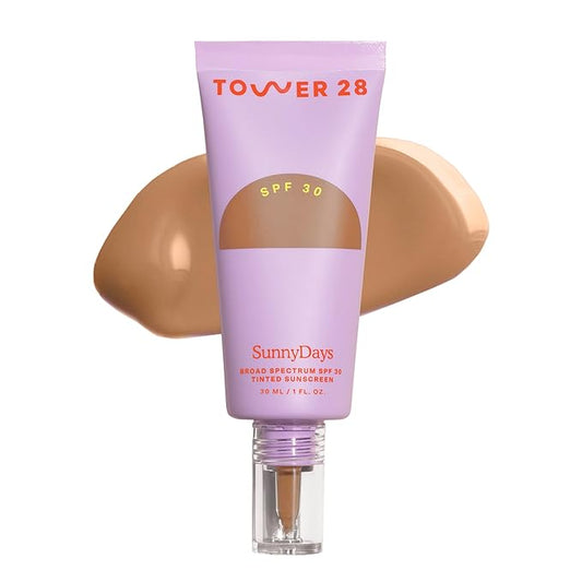 Tower 28 Beauty SunnyDays SPF 30 Tinted Mineral Sunscreen - For Sensitive Skin - 2-in-1 Facial Broad Spectrum UVA/UVB Protection + Foundation - Shade 35 POINT DUME, 1 Fl Oz