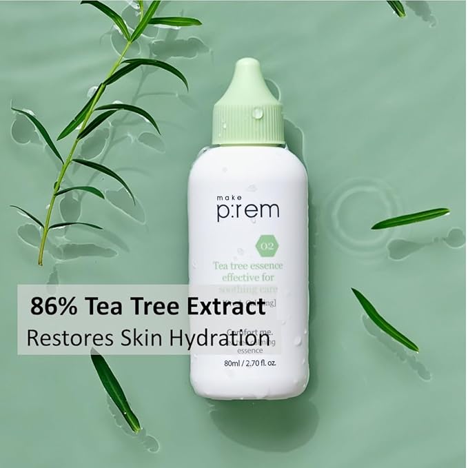 [make p:rem] Comfort me. Tea tree calming essence | soothing essence | lightweight and watery essence | Quick-Absorbing | essence for sensitive skin | 80ml, 2.70 fl.oz. | MAKEP:REM makeprem