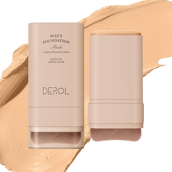 Multi-Use Foundation Stick Makeup with Brush,High Coverage Blendable Lightweight Contour Stick,Waterproof Flawless Natural Finish Creamy Foundation Makeup,Longwear Face Makeup Stick(#3)