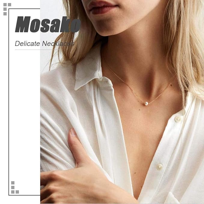 Single Pearl Pendant Necklace Chain Gold Necklace Short Necklaces for Women and Girls (Gold)