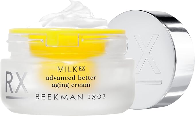 Beekman 1802 Milk RX Advanced Better Aging Face Cream Mini, Goat Milk Protein Exosomes & Polypeptide Facial Moisturizer, Doctor Formulated for Collagen Boosting & Firming, Fragrance Free, 0.51 Fl Oz