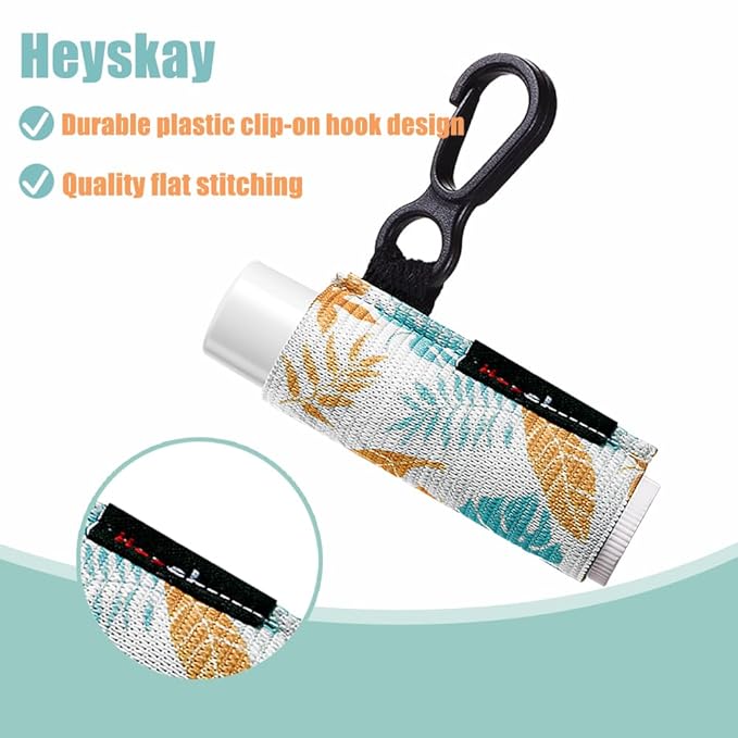 3PCS Lip Balm Holder Sleeves Chapstick Holder Keychain Lip Gloss Holder Keychain Elastic Sleeves (Boho Pattern)