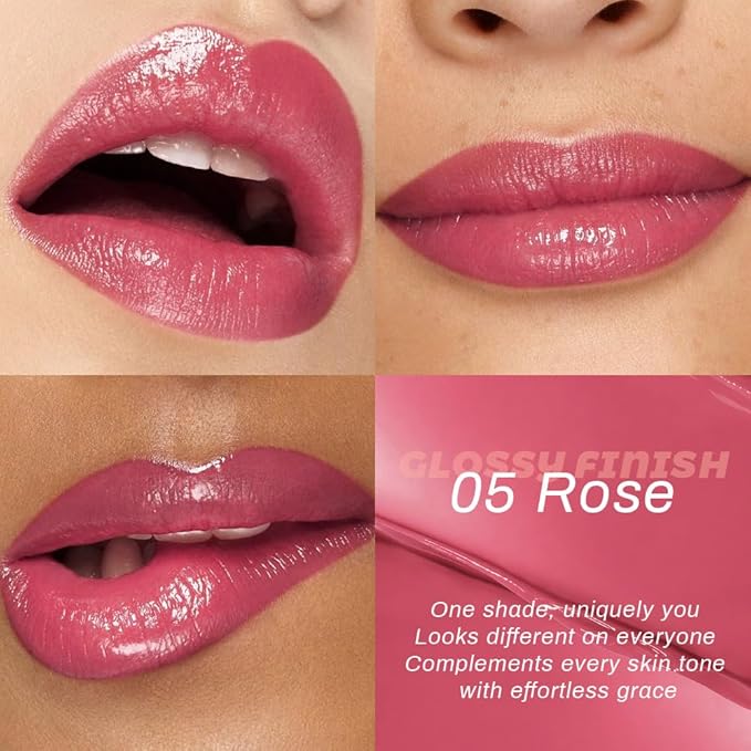 Kaely Rose Honey Glossy Lipstick for Women, Moisturizing Shine Lipstick for Dry Lips, Hydrating Nourishing Tinted Lip Balm, Sheer Lightweight Lip Gloss Stain Makeup, Vegan & Cruelty-Free, 05