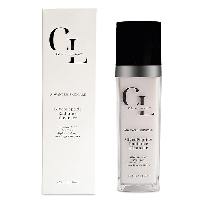 GlycoPeptide Radiance Cleanser - Hydrating Gentle Cleanser with Peptides, Glycolic Acid, AHAs, Vitamin C & E - Exfoliating Face Wash - 4.73 fl oz / 140 ml