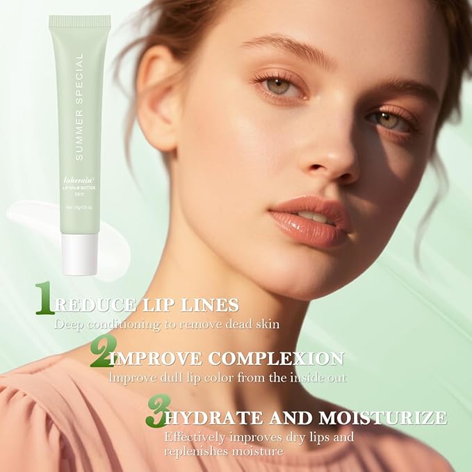 Summer Lip Butter Balm, Moisture and Hydration Lip Gloss, Long-lasting Hydrating Non-Sticky Lip Balm, Soften Dry Lips Lip Care (#Sweet Mint, 1Pcs)